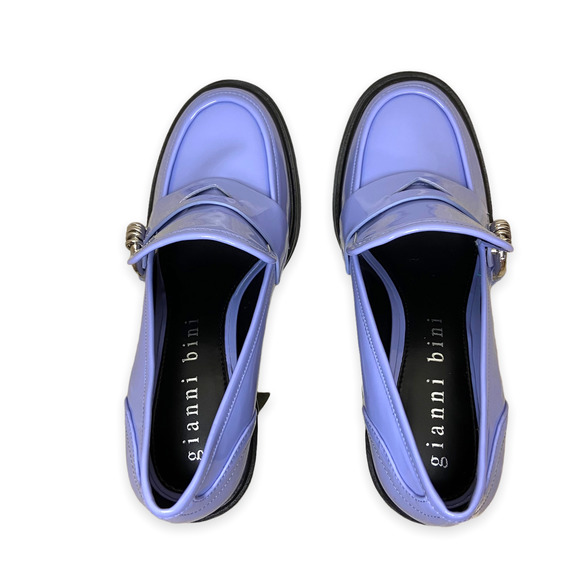 Gianni Bini Maxxwelle Tide Blue Patent Platform Block Heel Loafers - Picture 7 of 8